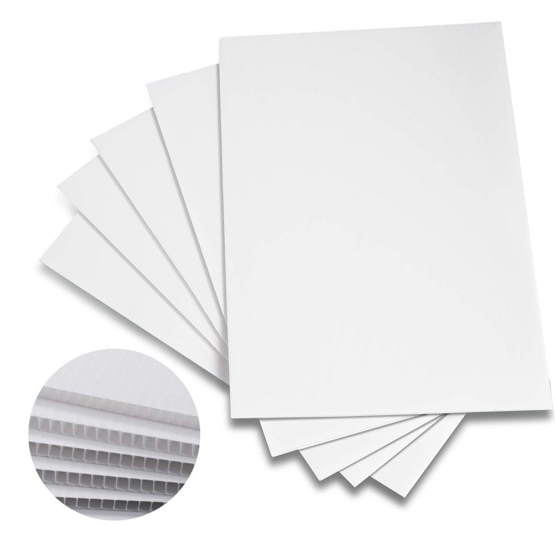 T-Sign Corrugated Plastic Sheet for Indoor and Outdoor Use - 3/16 Inch Thick Poster Board, 24x36 Inches - Pack of 5 White Plastic Board Sheets - Waterproof Coroplast Sheets and Lightweight Blank Yard Signs - Image 4